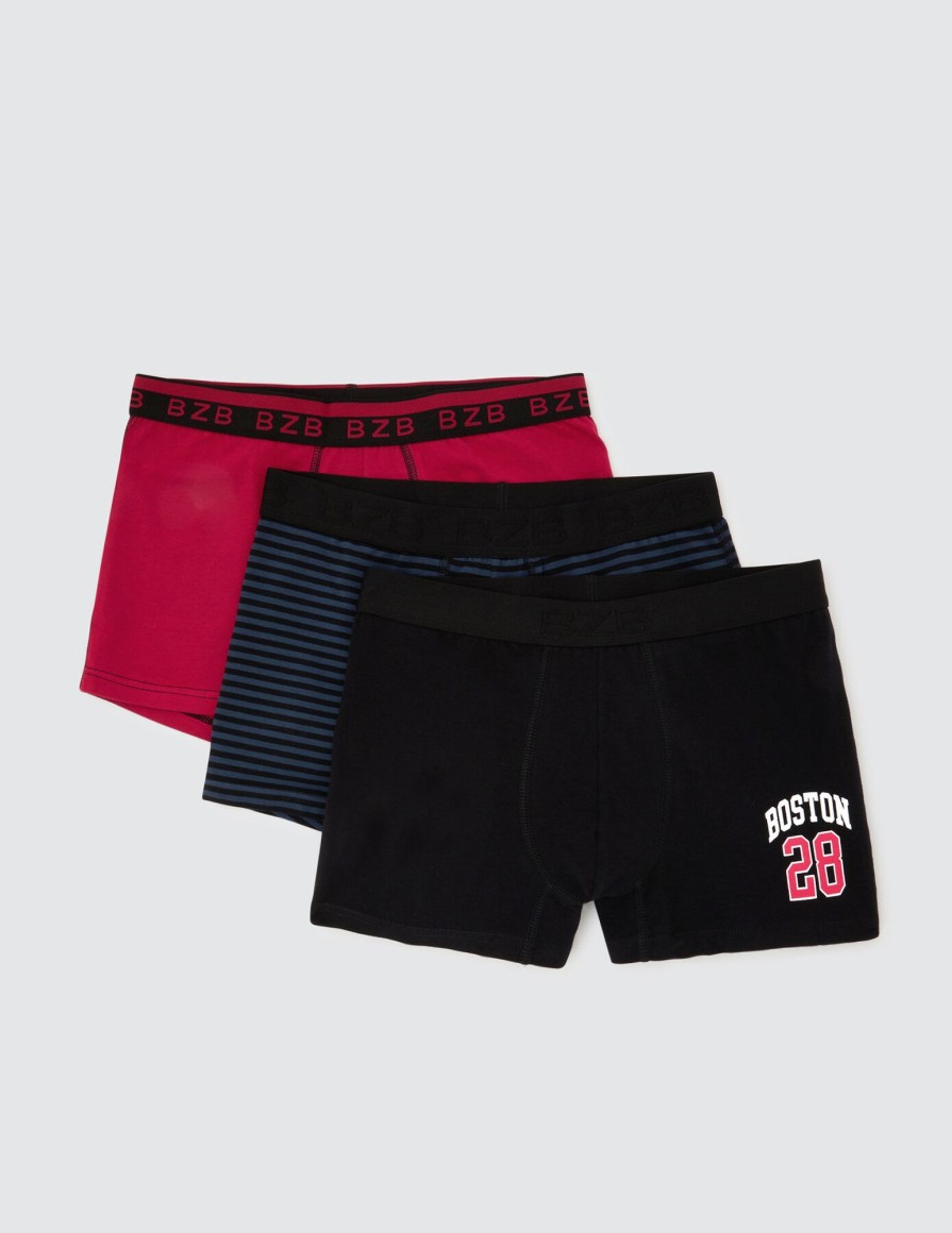 Homme BZB Sous-Vetements & Pyjama | Lot De 3 Boxers Fantaisie Rouge