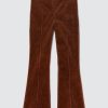 Femme BZB Pantalon | Pantalon Flare En Velours Marron