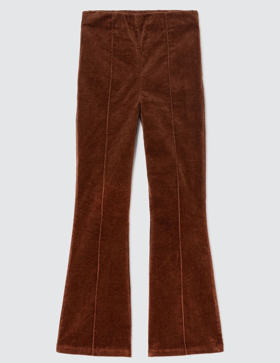 Femme BZB Pantalon | Pantalon Flare En Velours Marron