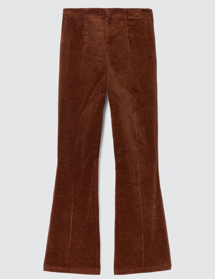 Femme BZB Pantalon | Pantalon Flare En Velours Marron