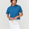 Femme BZB Tee-Shirt & Polo | T-Shirt Basique Uni Bleu Fonce