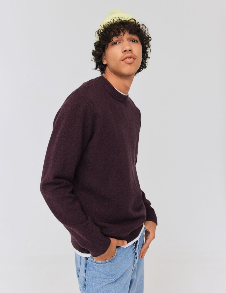 Homme BZB Pull | Pull Col Rond En Laine Violet