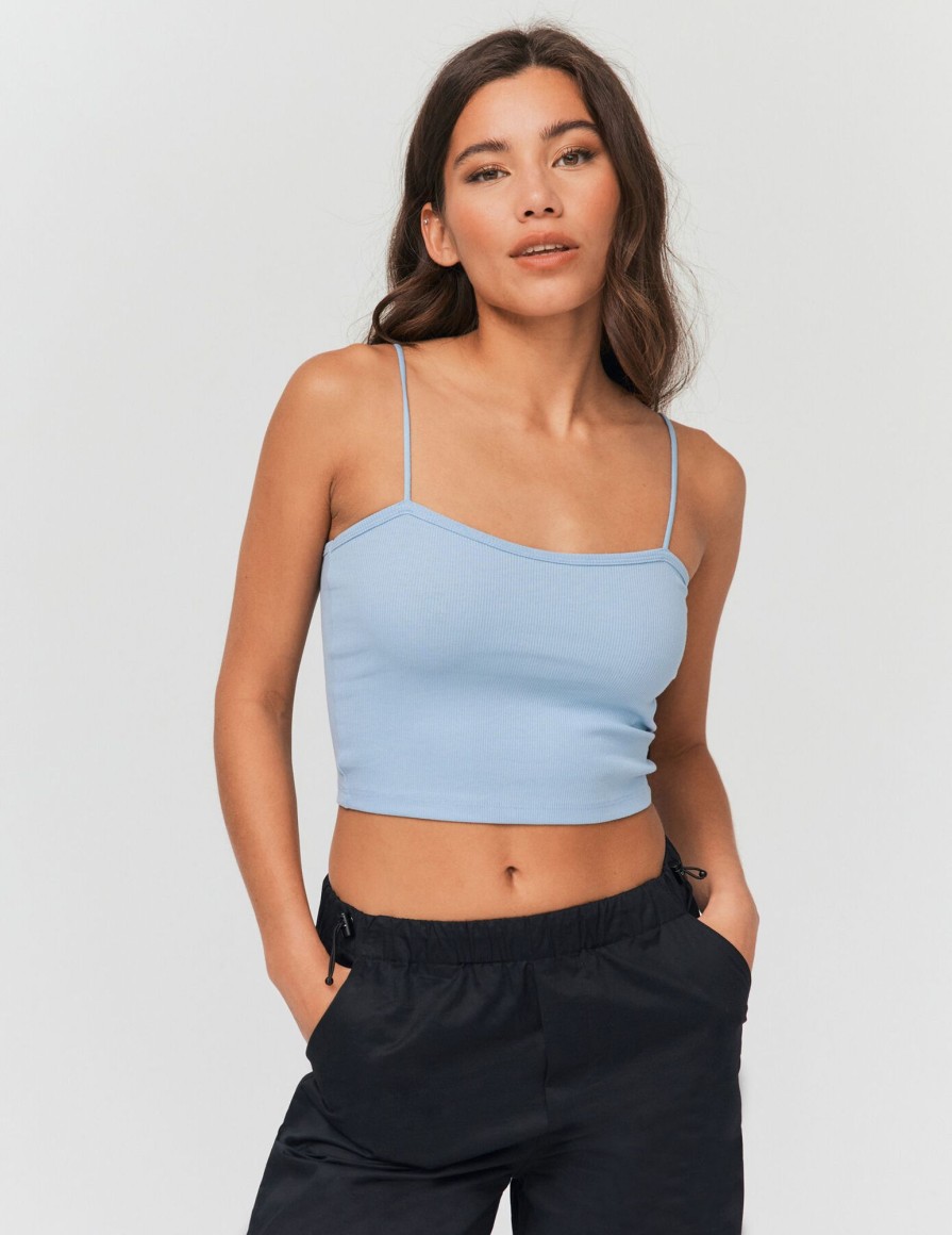 Femme BZB Top & Debardeur | Top Bustier En Coton Bleu Clair