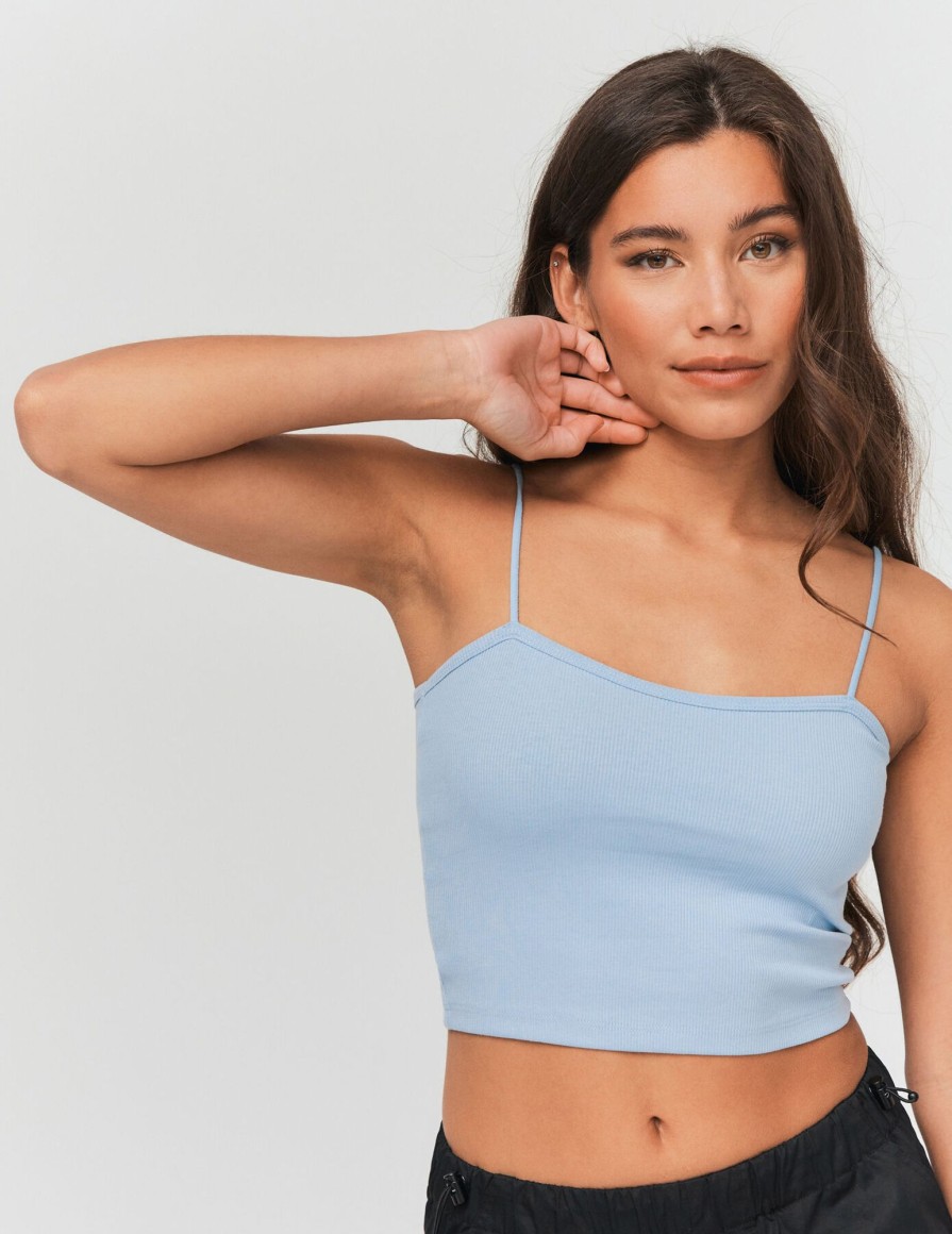 Femme BZB Top & Debardeur | Top Bustier En Coton Bleu Clair