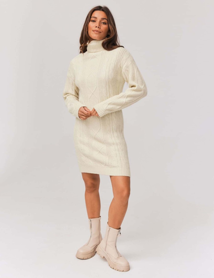 Femme BZB Robe | Robe Pull Torsades Naturel