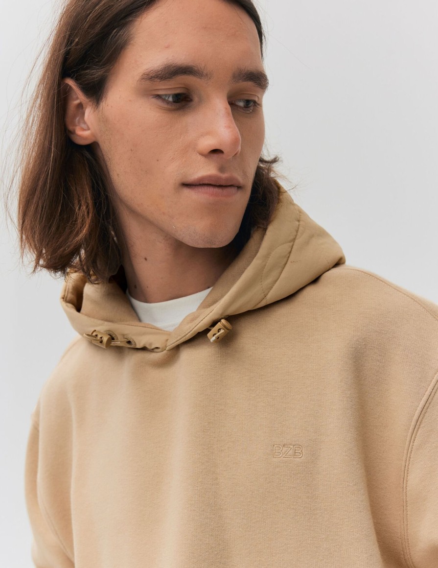 Homme BZB Sweat | Sweat A Capuche Matelassee Beige