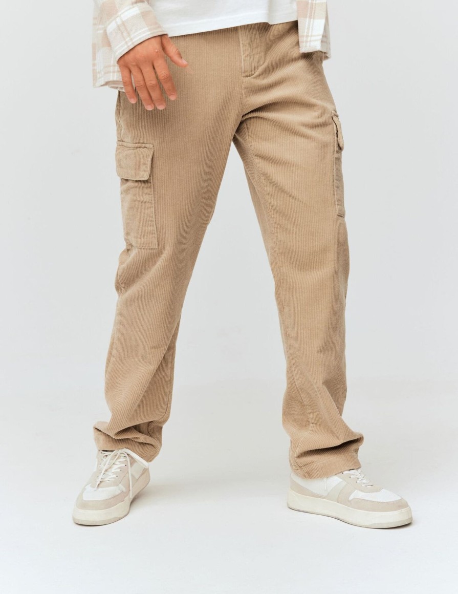 Homme BZB Pantalon | Pantalon Cargo Velours Beige