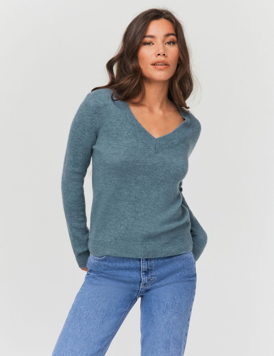 Femme BZB Pull | Pull Col V Uni Bleu