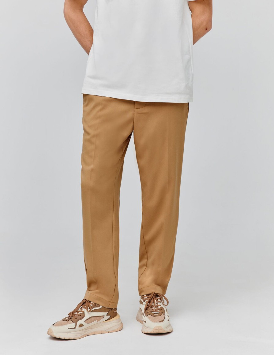 Homme BZB Pantalon | Pantalon Fluide Relaxed Beige