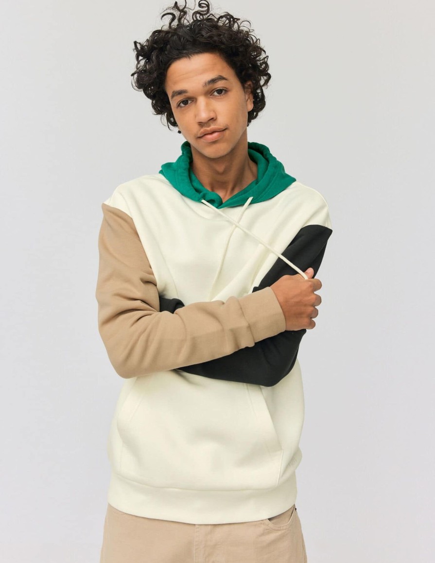 Homme BZB Sweat | Sweat A Capuche Colorblock Vert Kaki