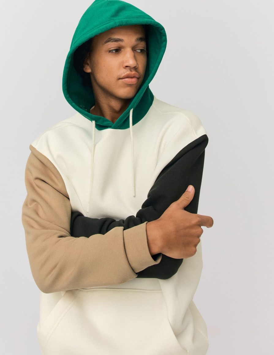 Homme BZB Sweat | Sweat A Capuche Colorblock Vert Kaki