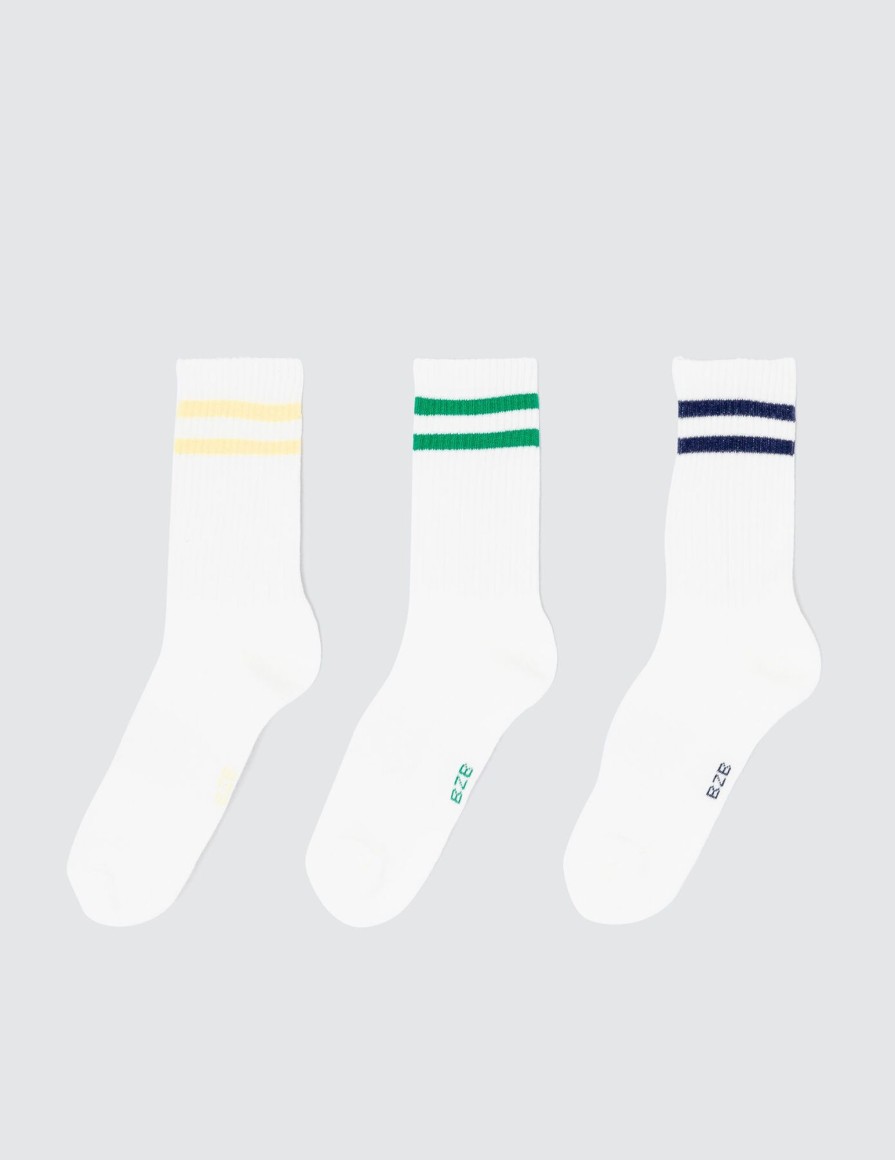 Homme BZB Chaussettes | Lot De 3 Paires De Chaussettes Sport Vert