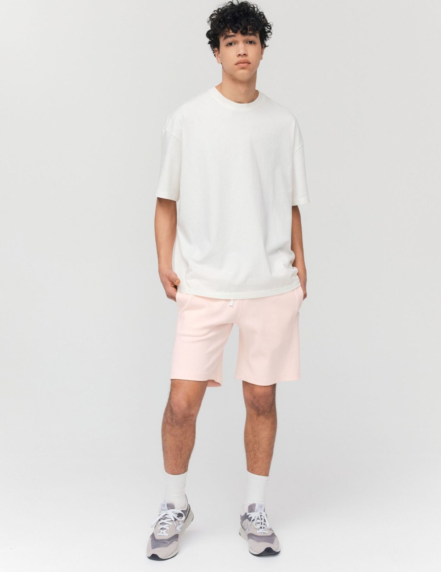 Homme BZB Bermuda | Bermuda Maille En Coton Pique Rose Pale