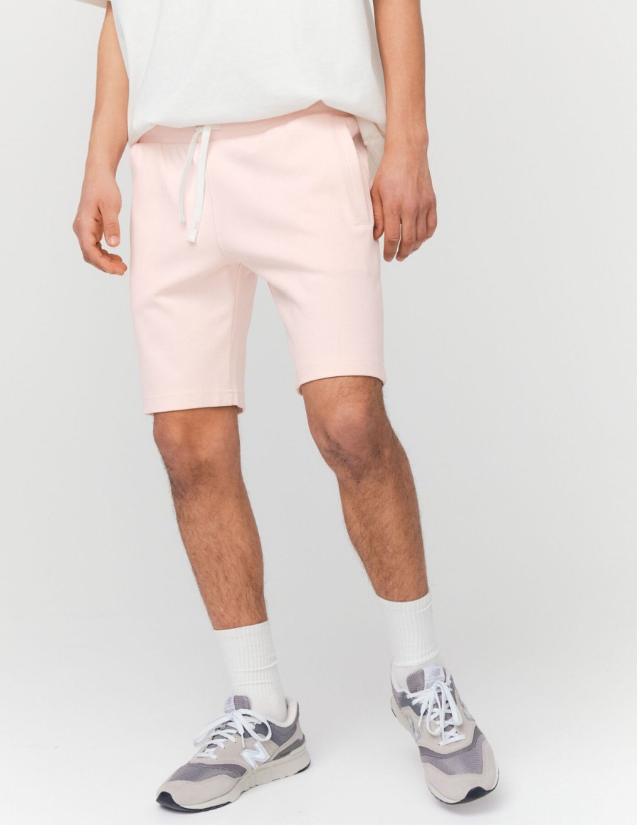 Homme BZB Bermuda | Bermuda Maille En Coton Pique Rose Pale