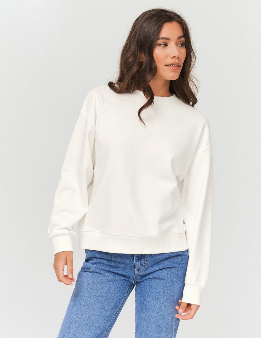 Femme BZB Sweat | Sweat Col Rond Blanc