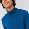 Homme BZB Pull | Pull Col Roule Bleu Fonce