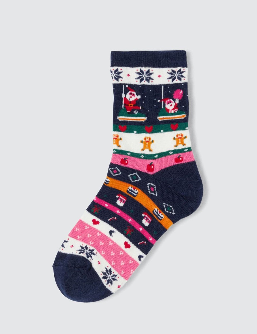 Femme BZB Collants & Chaussettes | Chaussettes Pret A Offrir Jacquard Noel Multicolore