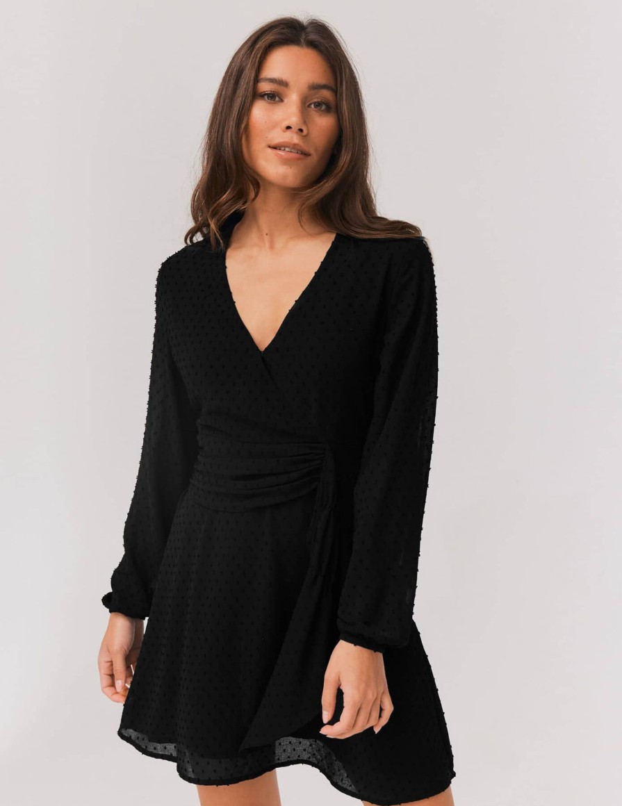 Femme BZB Robe | Robe En Plumetis Noir