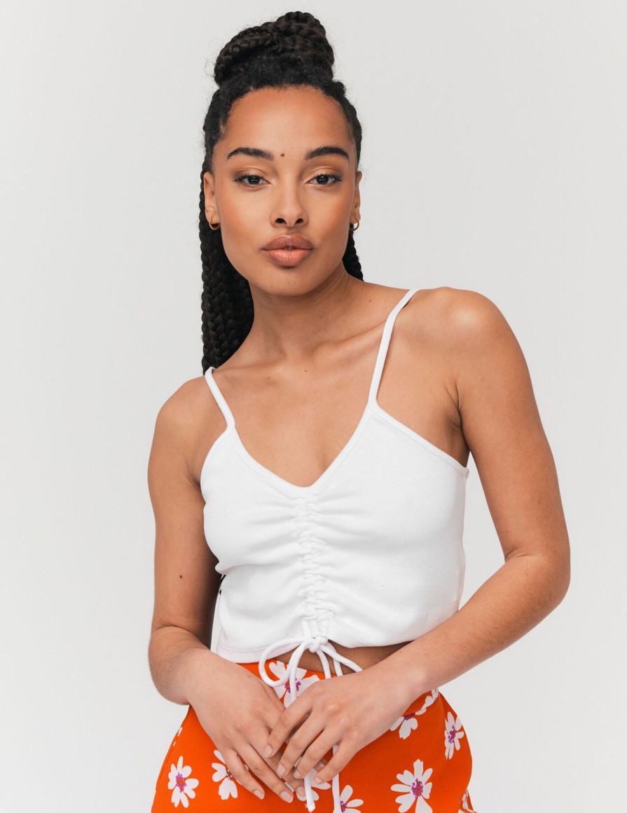 Femme BZB Top & Debardeur | Top Avec Cordon De Serrage Blanc