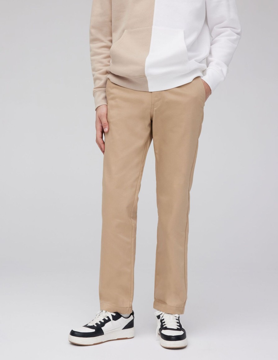 Homme BZB Pantalon | Pantalon Chino Coupe Droite Beige