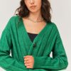 Femme BZB Gilet | Gilet Col V Uni Vert