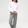 Femme BZB Pantalon | Pantalon Tailleur Raye Gris Clair