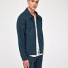 Homme BZB Veste & Blouson | Veste Zippee En Coton Lin Bleu Fonce