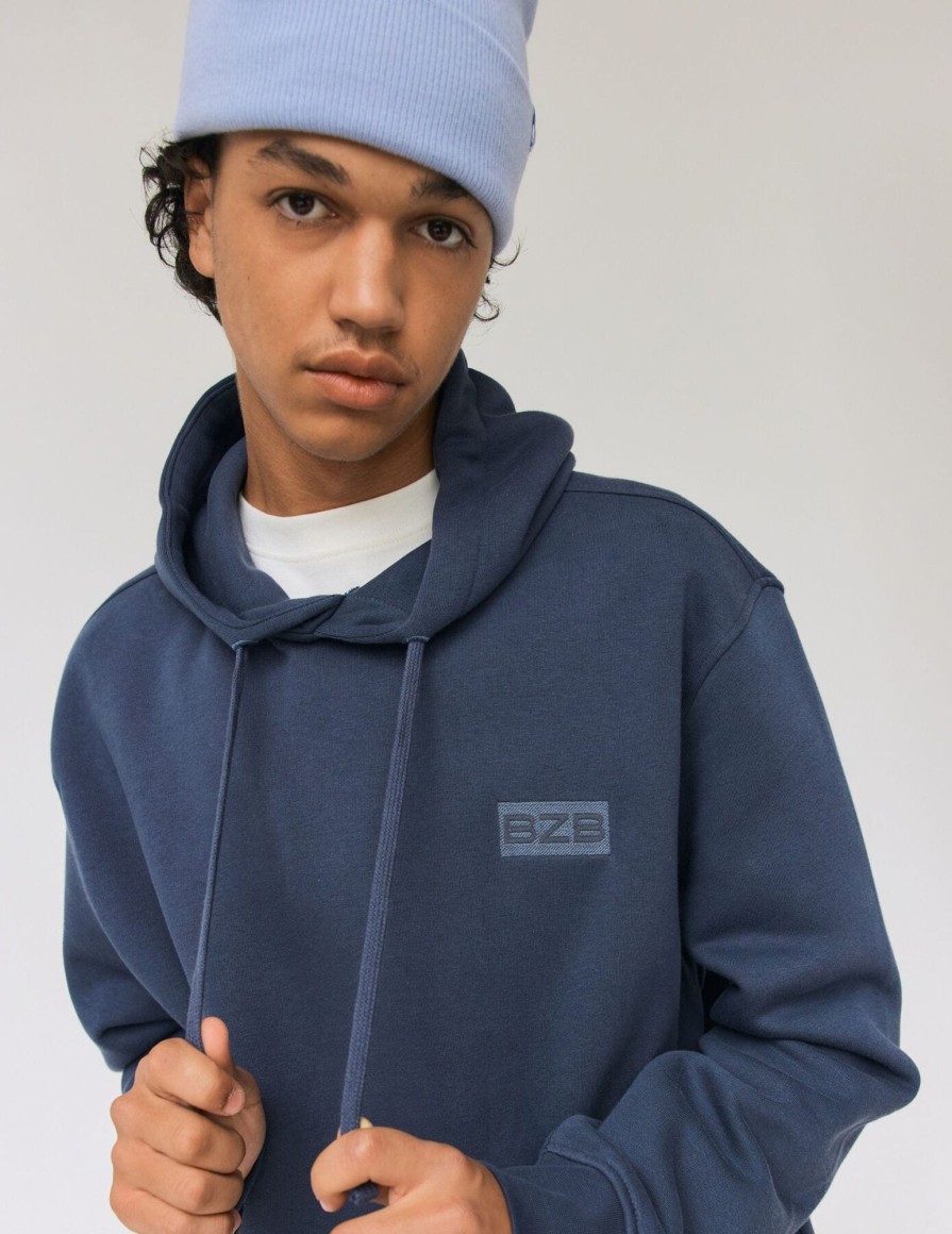 Homme BZB Sweat | Sweat A Capuche Bleu Fonce