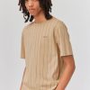 Homme BZB Tee-Shirt | T-Shirt Rayures Baseball Beige