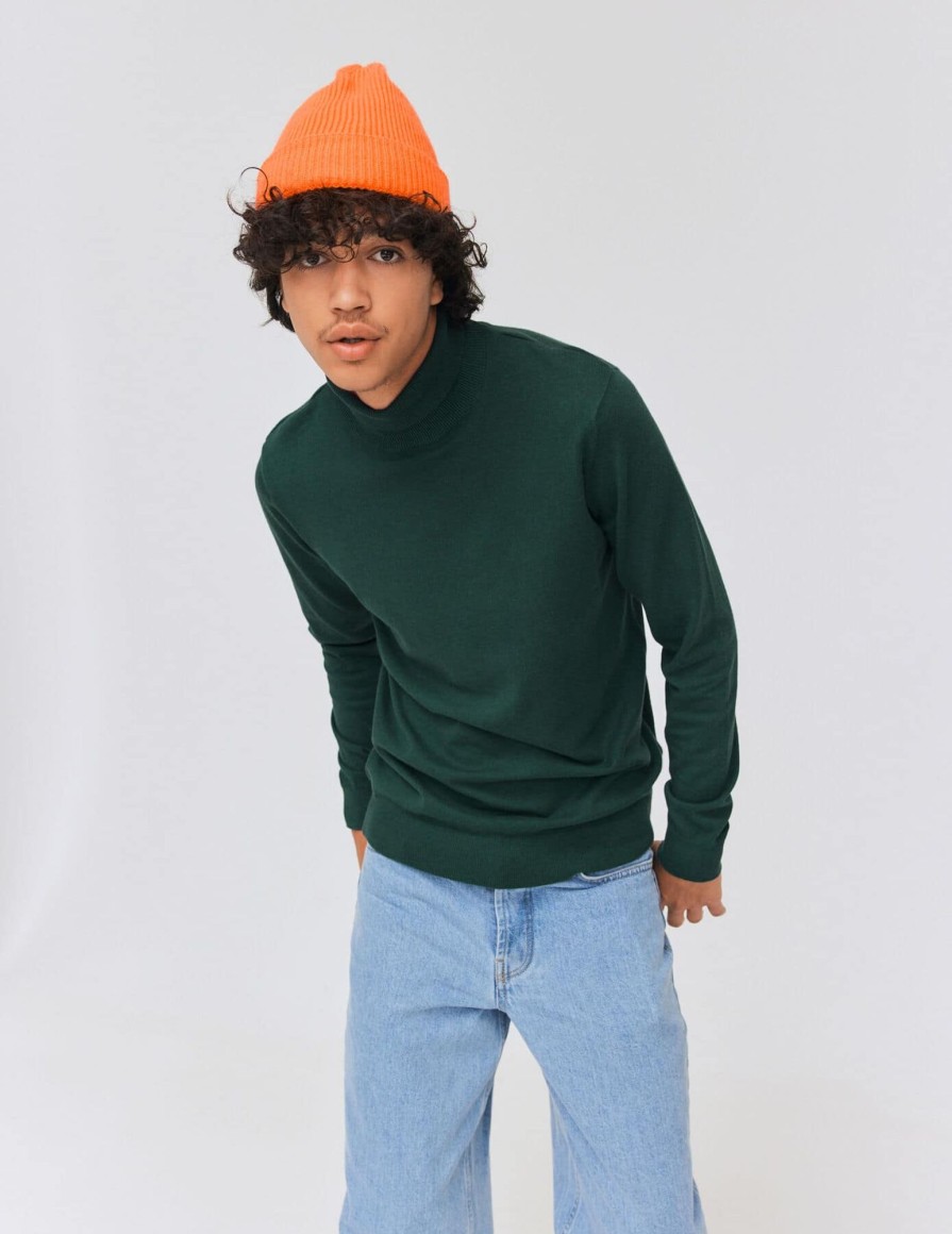 Homme BZB Pull | Pull Col Roule Vert