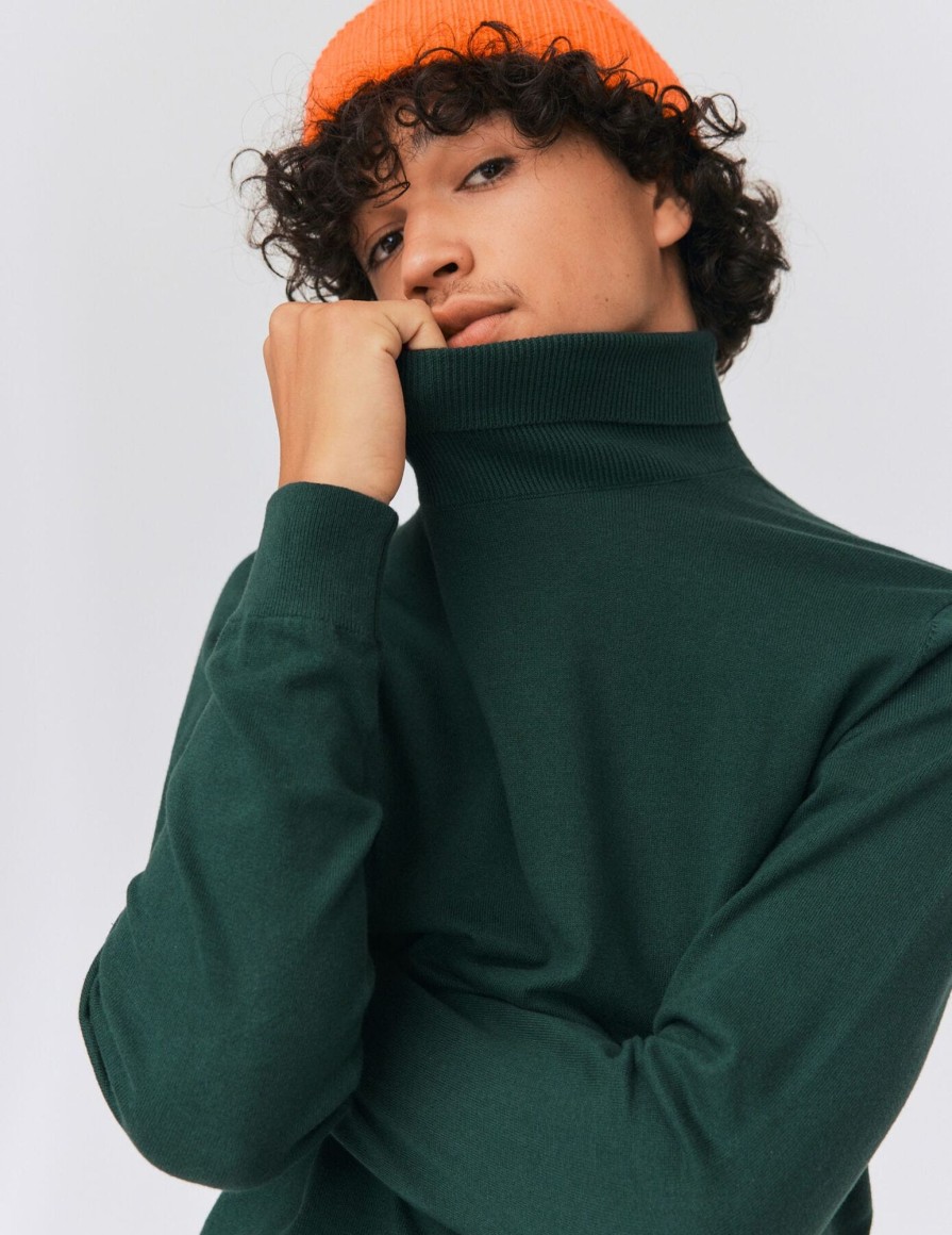 Homme BZB Pull | Pull Col Roule Vert