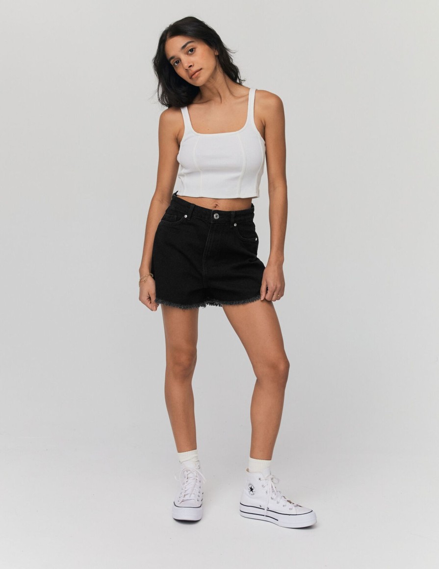 Femme BZB Short | Short En Jean Raw Cut Noir