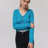 Femme BZB Gilet | Gilet Boutonne Bleu Turquoise