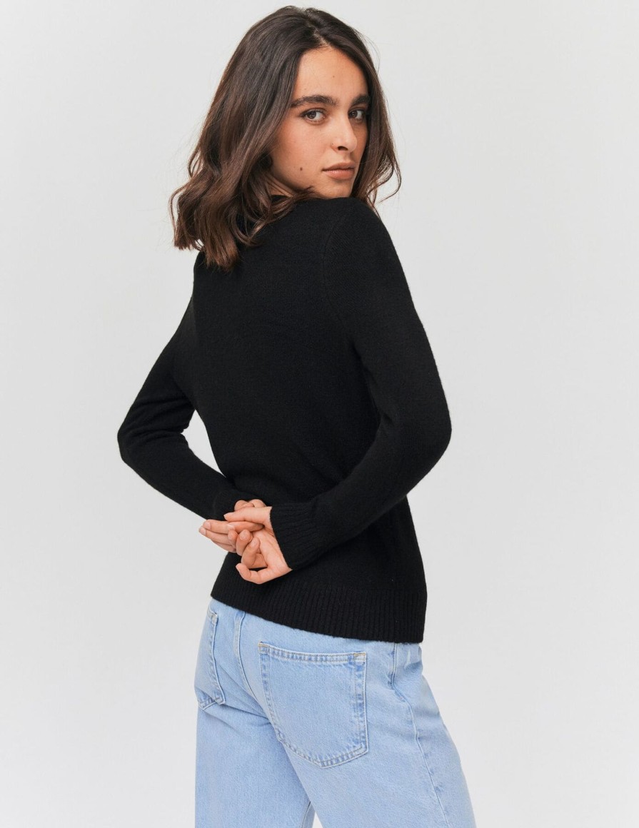 Femme BZB Pull | Pull Basique Col Rond Noir