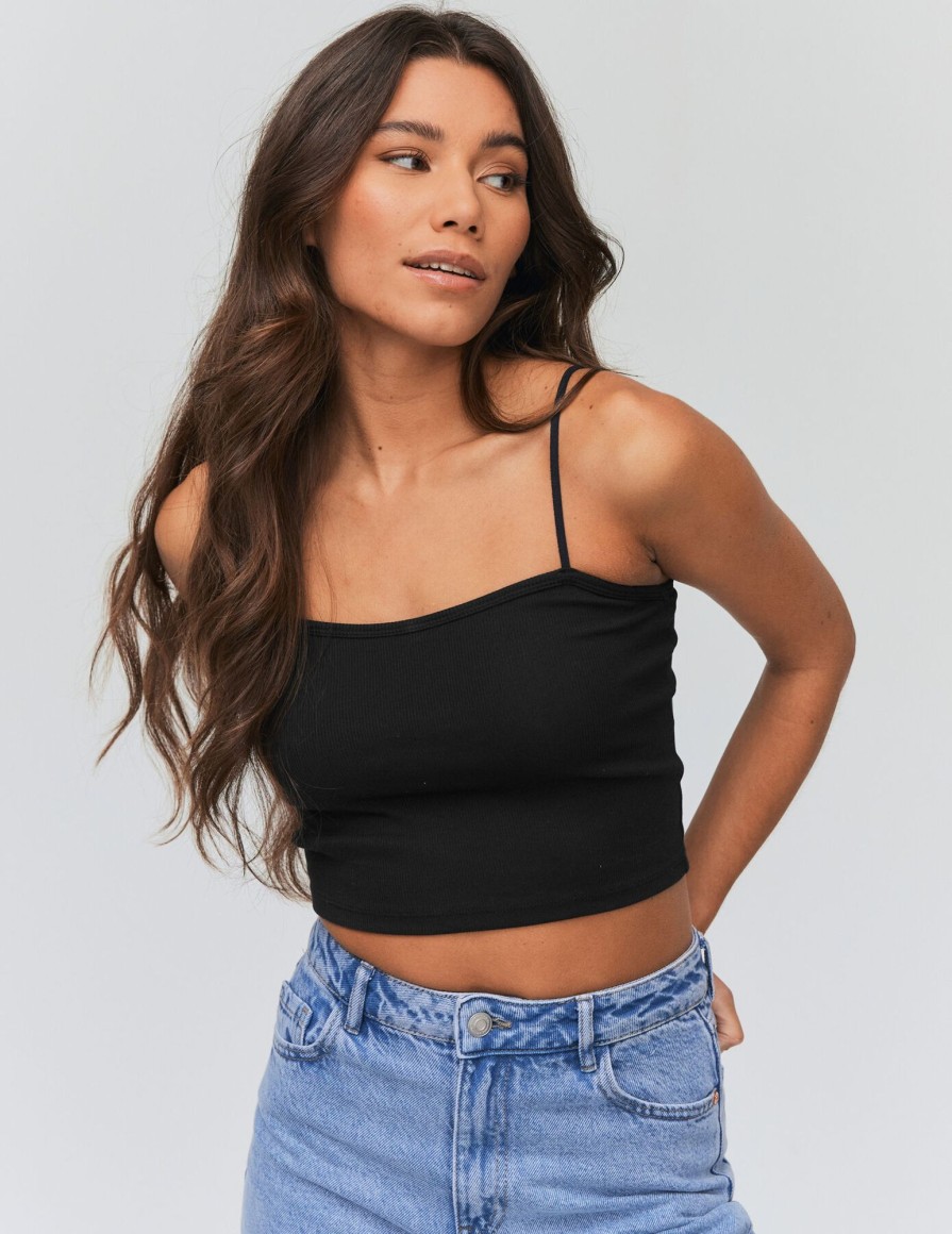 Femme BZB Top & Debardeur | Top Bustier En Coton Noir