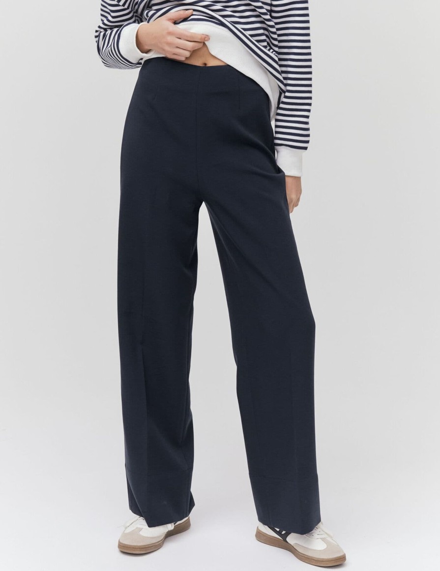 Femme BZB Pantalon | Pantalon Tailleur Uni Bleu Fonce