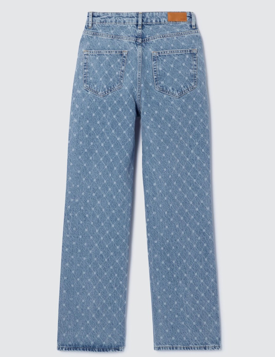 Femme BZB Jeans | Jean Straight Imprime Bleu Moyen