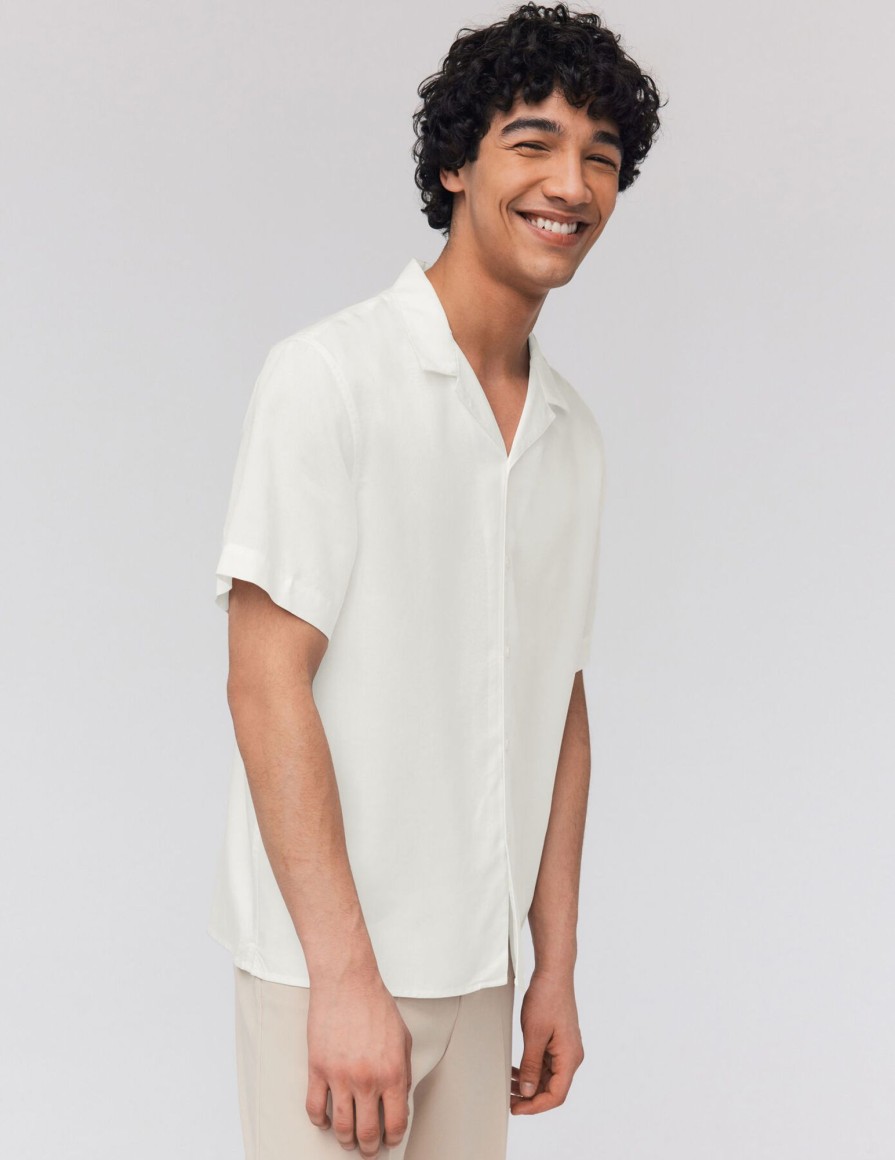 Homme BZB Chemise | Chemise En Lyocell Blanc