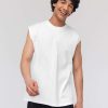 Homme BZB Tee-Shirt | T-Shirt Sans Manches Blanc