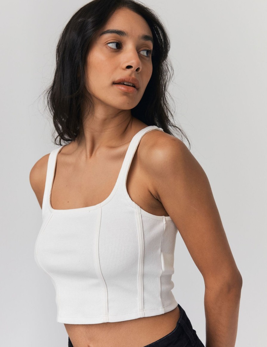 Femme BZB Top & Debardeur | Debardeur Corset Blanc