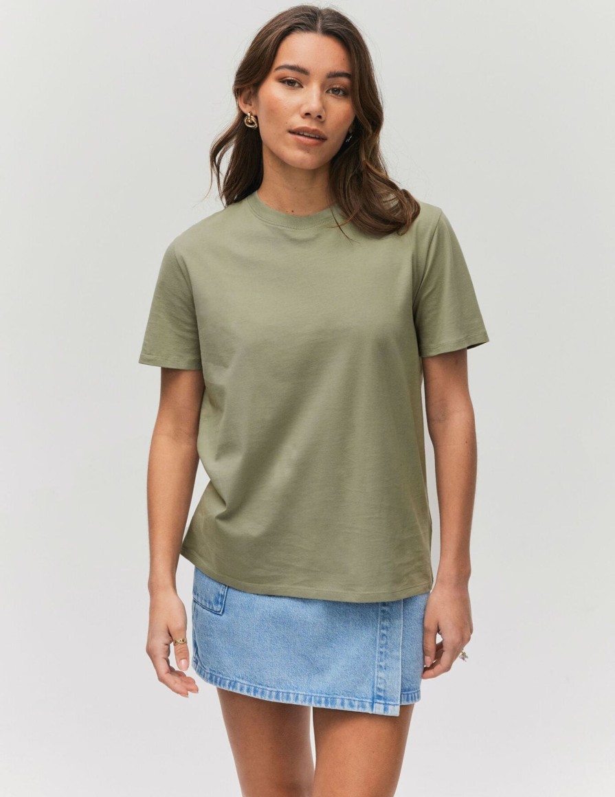 Femme BZB Tee-Shirt & Polo | T-Shirt Basique Uni Vert