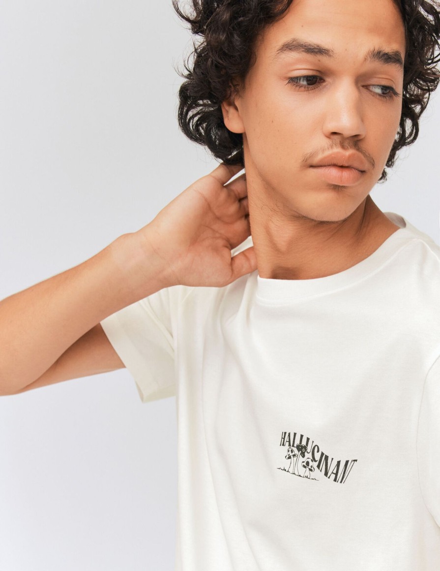 Homme BZB Tee-Shirt | T-Shirt Imprime Champignon Blanc