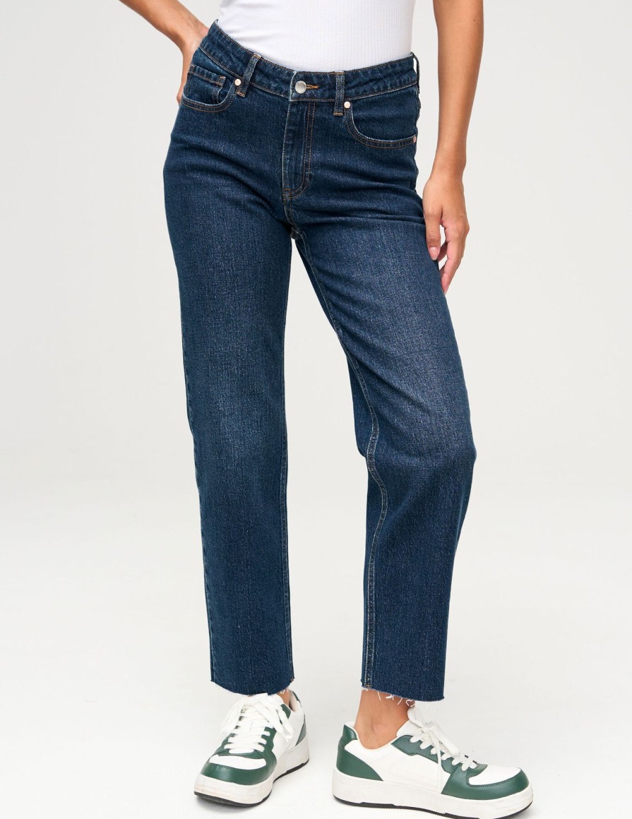 Femme BZB Jeans | Jean Slim Cropped Bleu Fonce