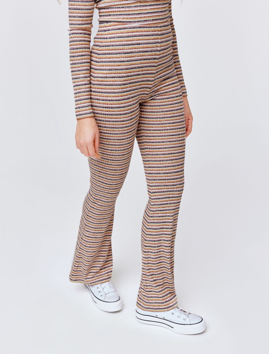 Femme BZB Pantalon | Legging Flare A Rayures Multicolore