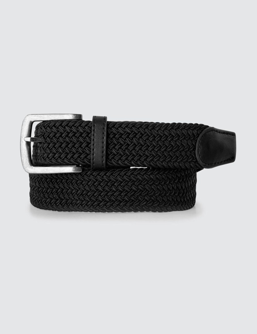 Homme BZB Ceinture | Ceinture Tressee Elastique Noir