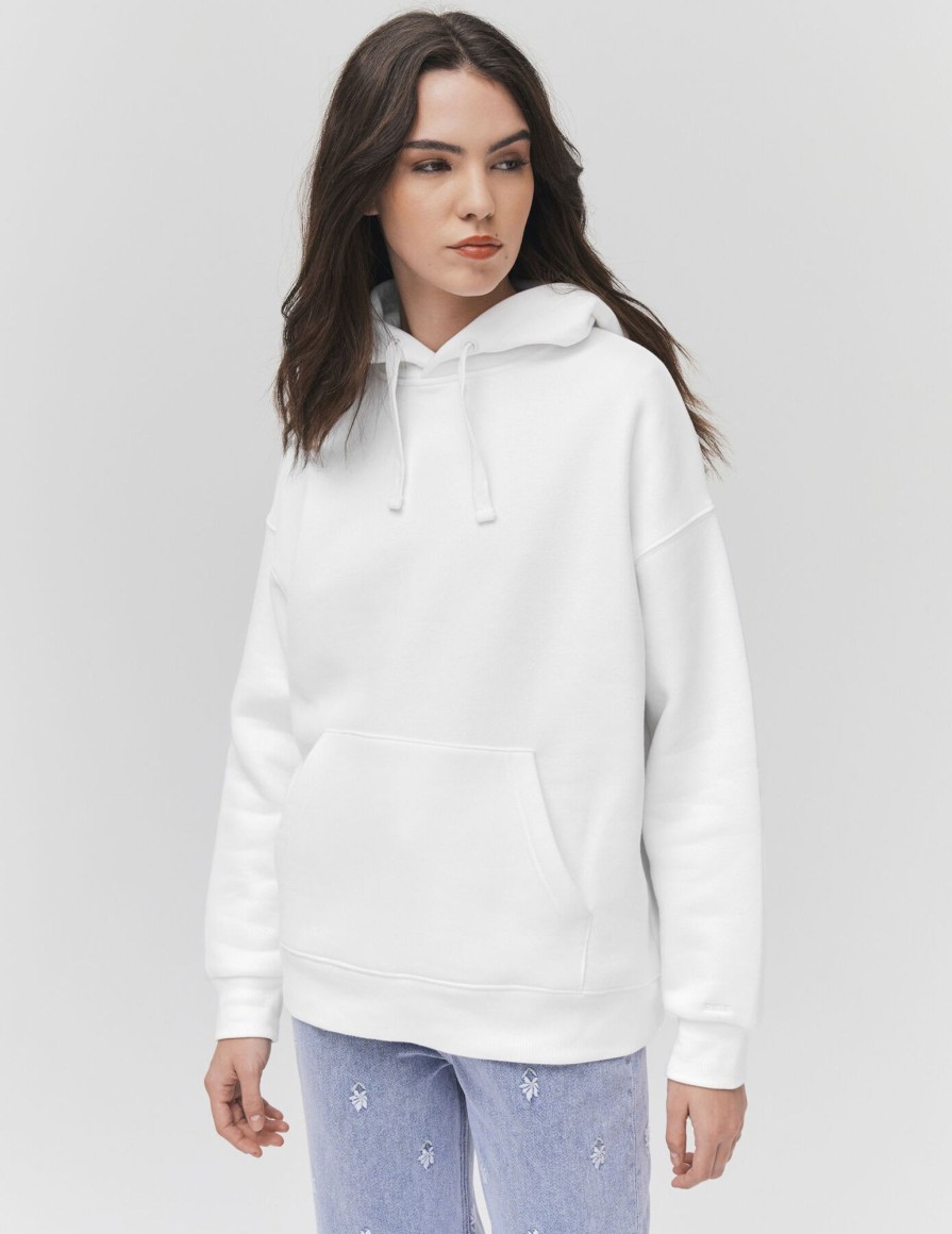 Femme BZB Sweat | Sweat Basique A Capuche Blanc