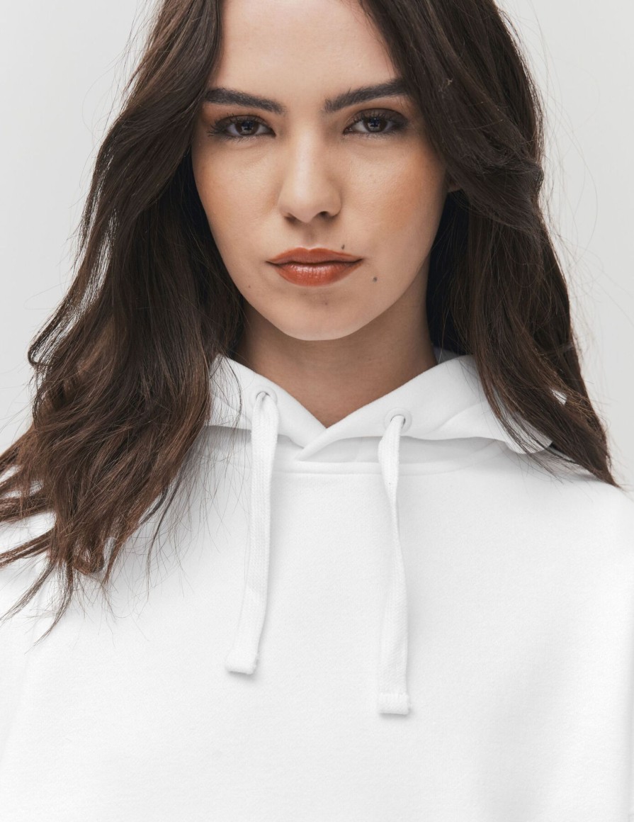 Femme BZB Sweat | Sweat Basique A Capuche Blanc