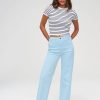 Femme BZB Jeans | Jean Wide Leg Court Bleu Clair