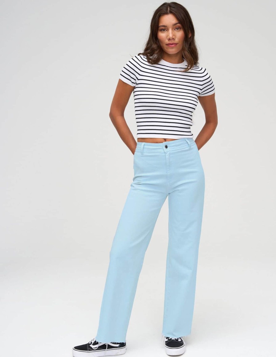 Femme BZB Jeans | Jean Wide Leg Court Bleu Clair