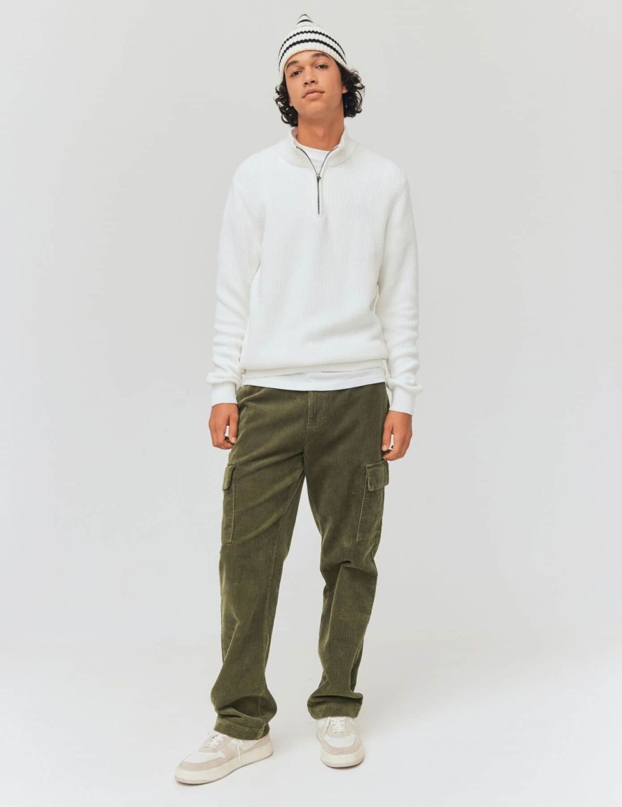 Homme BZB Pantalon | Pantalon Cargo Velours Vert Kaki